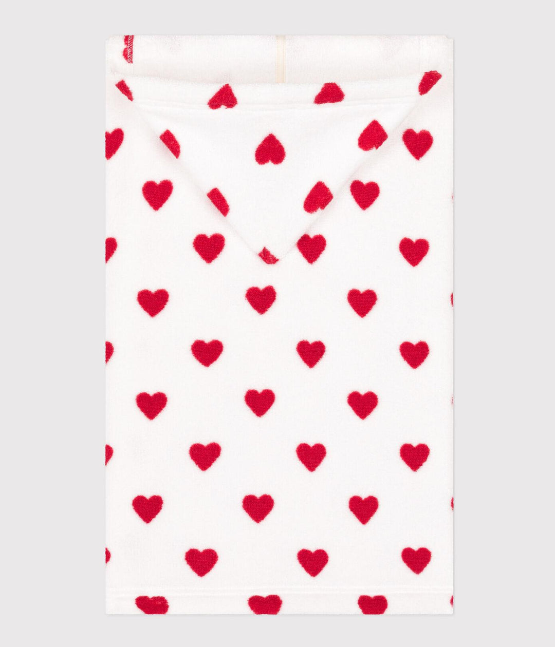 MANTELLINA DA BAGNO BEBÈ IN SPUGNA A RIGHE E CUORICINI A08SI 89 PETIT BATEAU 