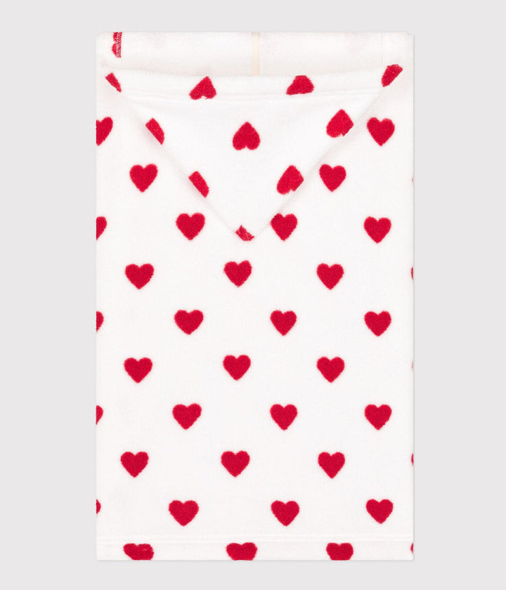 MANTELLINA DA BAGNO BEBÈ IN SPUGNA A RIGHE E CUORICINI A08SI 89 PETIT BATEAU 