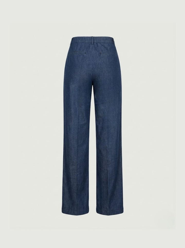 Pantalone a palazzo chambray in cotone lavaggio medio 80762CH MEDIO ANDREA MORANDO 