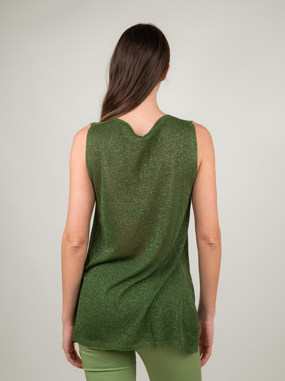 TOP SMANICATO VERDE LUREX 12105BF VERDE ANDREA MORANDO 