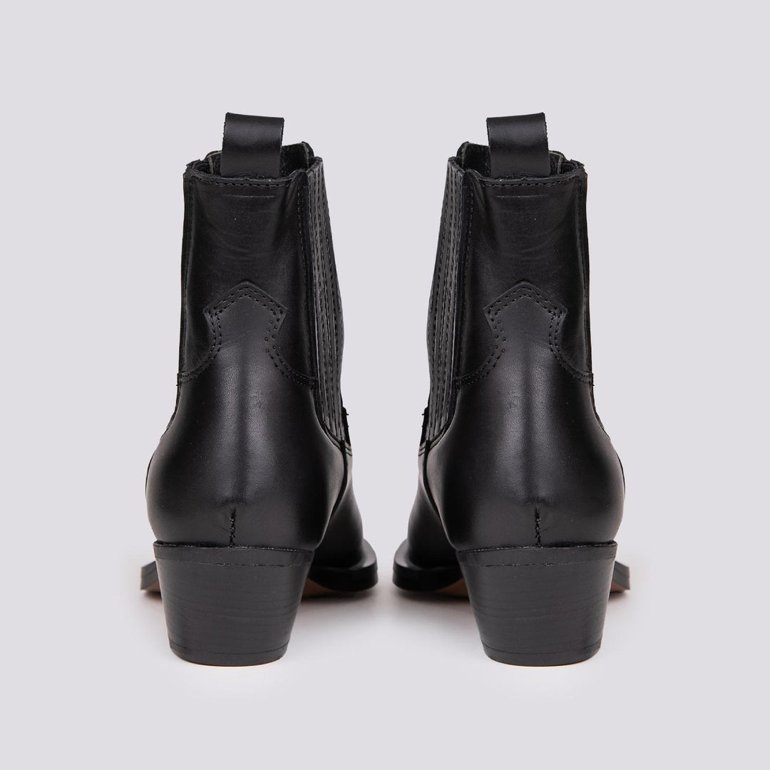 TEXANO A PUNTA IN PELLE NERA 2074 NEGRO ALPE 