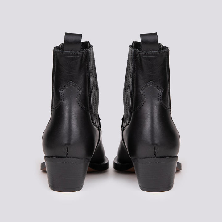 TEXANO A PUNTA IN PELLE NERA 2074 NEGRO ALPE 