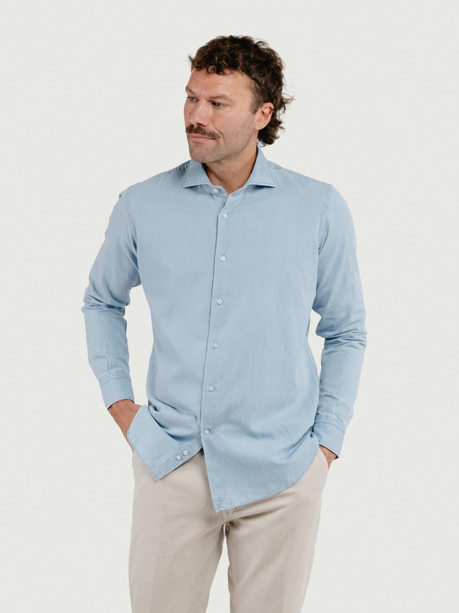 Camicia in cotone denim chiaro regular 702/REG 1 ANDREA MORANDO 