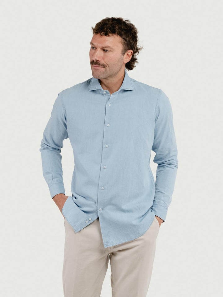 Camicia in cotone denim chiaro regular 702/REG 1 ANDREA MORANDO 