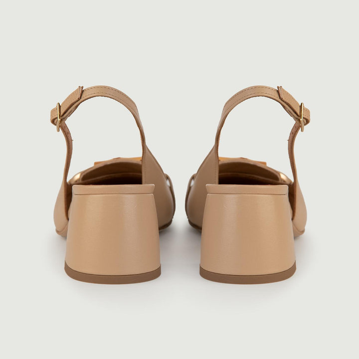 Décolleté SLING BACK BEIGE CON TACCO QUADRATO L6002 FONDOTINTA ANDREA MORANDO 
