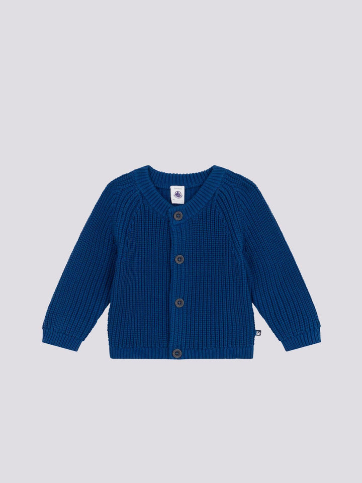 CARDIGAN IN TRICOT DI COTONE BLU A089S 01 PETIT BATEAU 