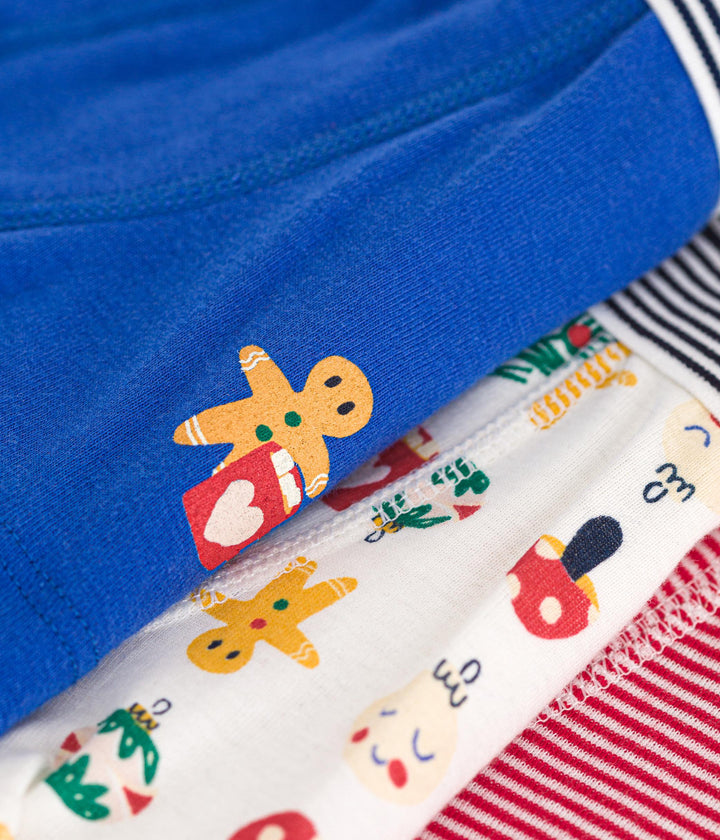 Set di 3 boxer di Natale in cotone A0BQQ 00 PETIT BATEAU 