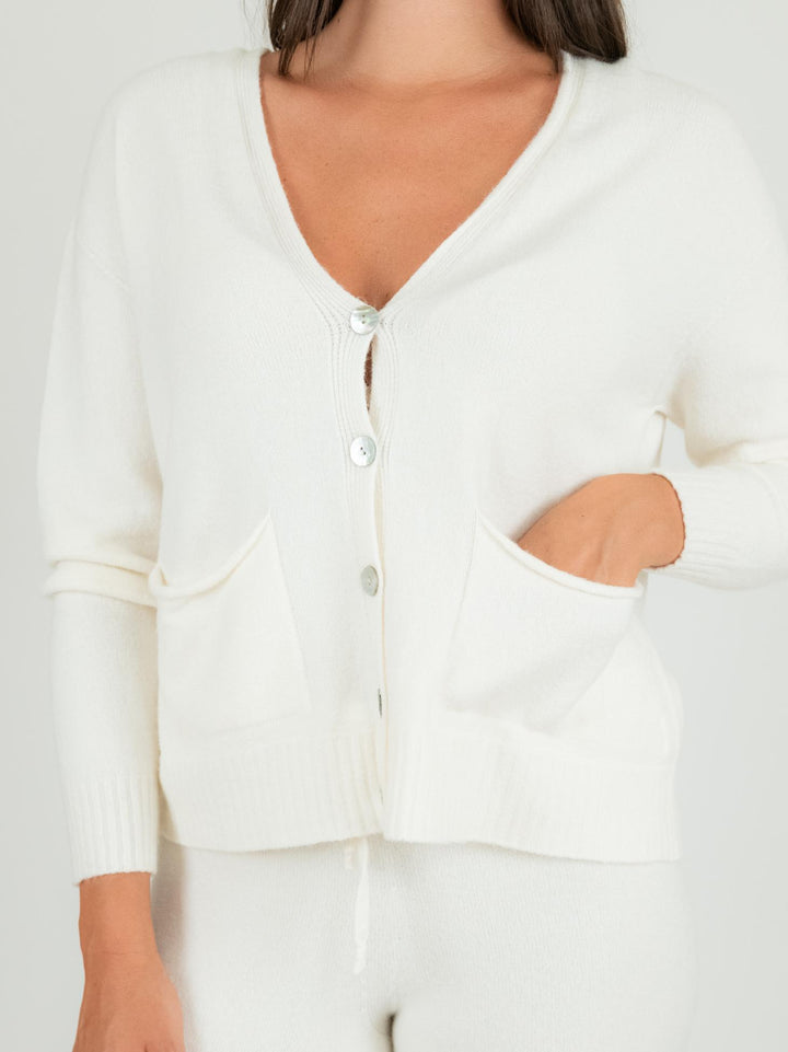 CARDIGAN CORTO IN MAGLIA PANNA 0270/143 0248 BIMOR 