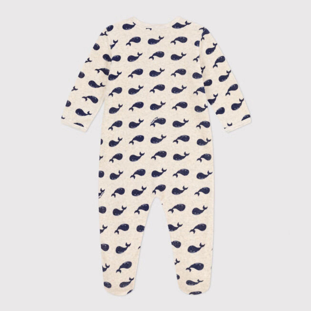 PIGIAMA IN CINIGLIA CON BALENE MARINE A09G0 01 PETIT BATEAU 