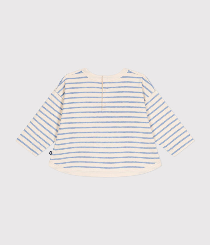 T-shirt a righe marinière azzurre con maniche lunghe A0BPP 01 PETIT BATEAU 