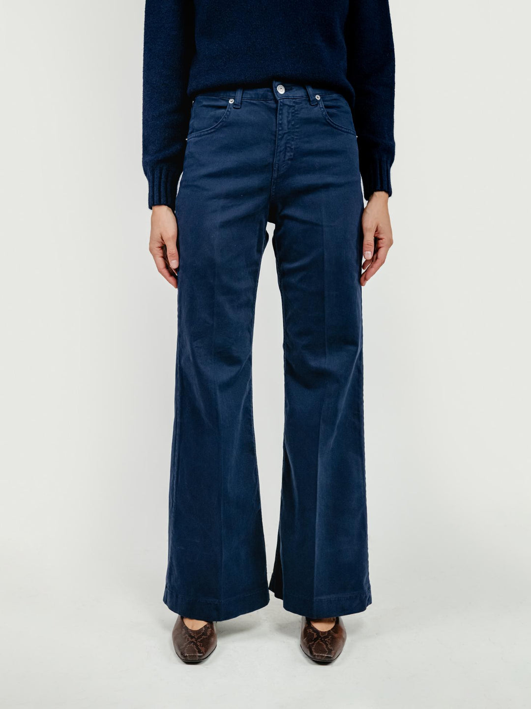 PANTALONE 5 TASCHE A PALAZZO BLU 805343JA BLU ANDREA MORANDO 