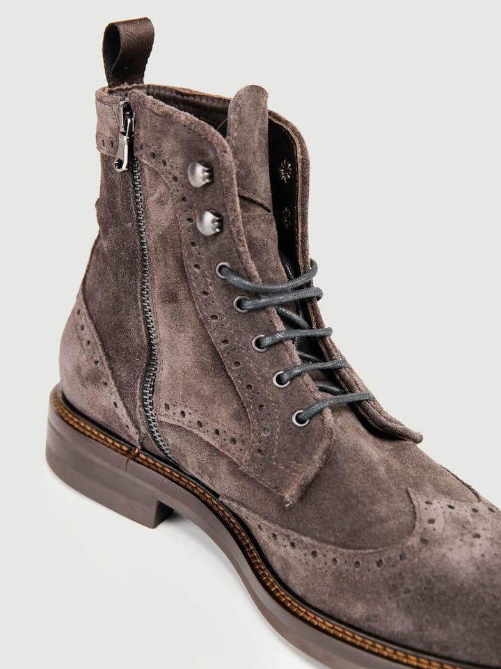 STIVALETTO STRINGATO CODA DI RONDINE SCAMOSCIATO ANTRACITE 1081MOSS PEPE ANDREA MORANDO 