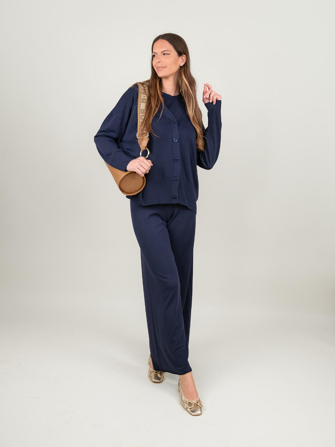 CARDIGAN IN MAGLIA BLU 2653 BLU ANDREA MORANDO 