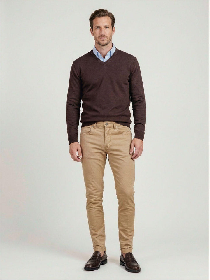 Pantalone cinque tasche in cotone miele 7607GB MIELE ANDREA MORANDO 
