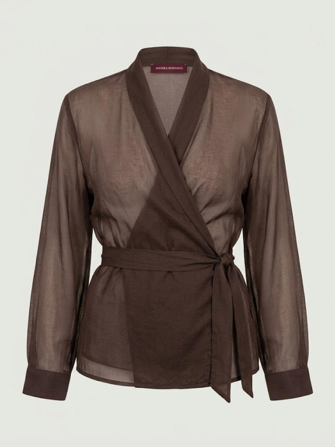 Kimono semitrasparente con chiusura a fiocco cioccolato S1352 CIOCCOLATO ANDREA MORANDO 