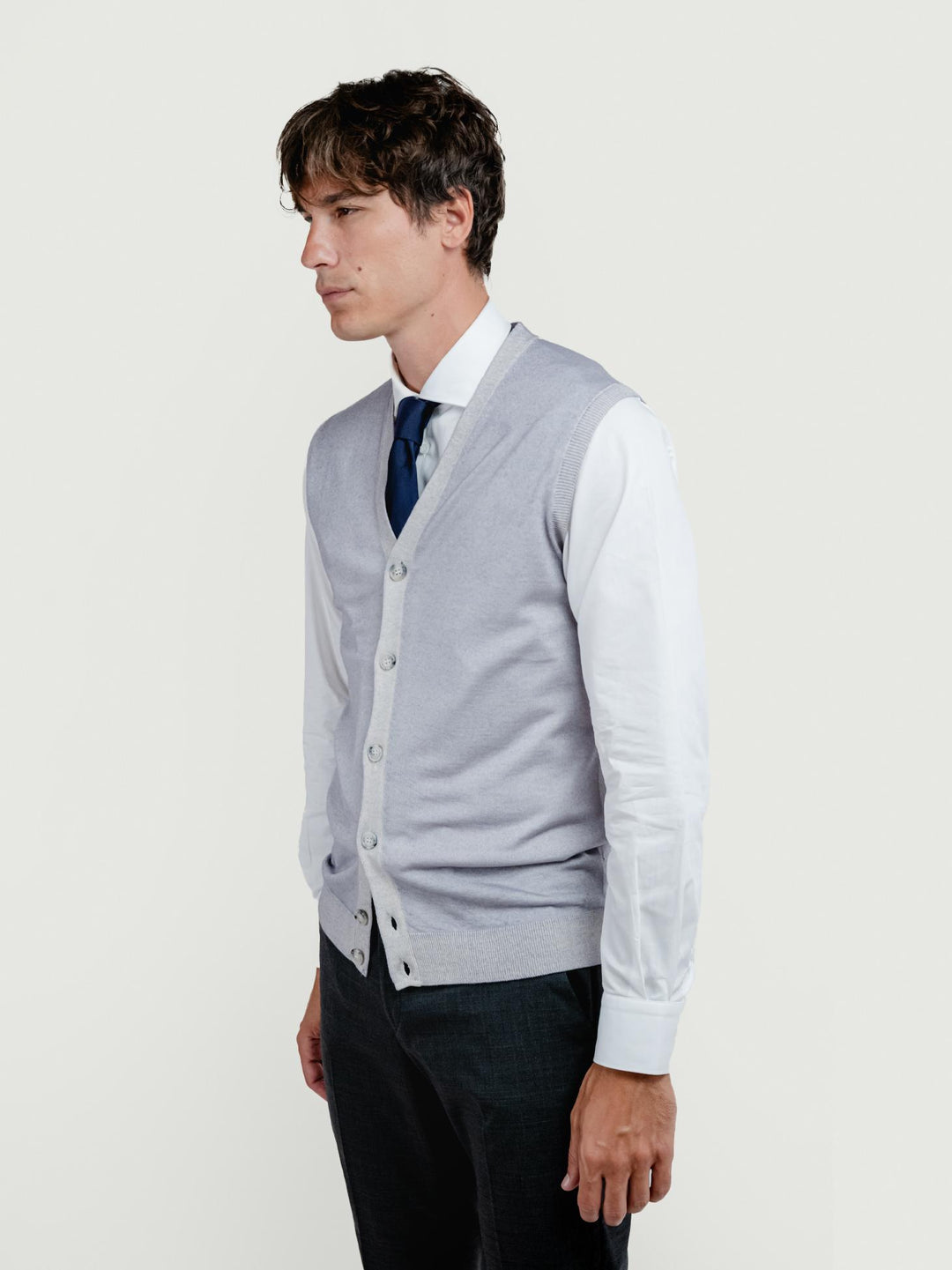 GILET IN LANA MERINO GRIGIO PERLA 0003 16 FIESOLI DANIELE 