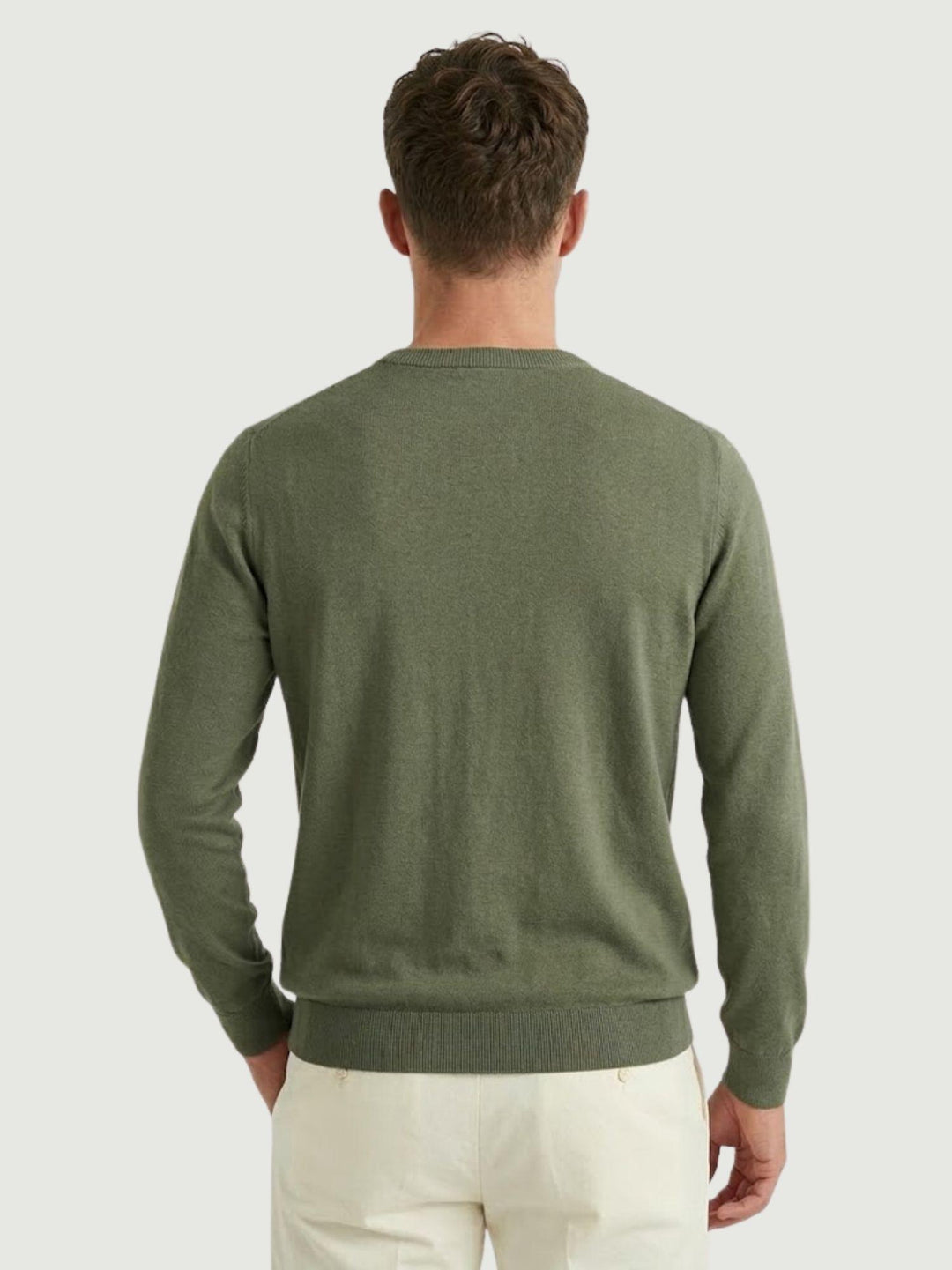 Maglia girocollo in cotone rasato verde salvia 3850900 356 ANDREA MORANDO 