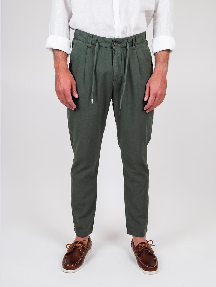 Pantalone in lino verde militare BU26S38PAPA843PD 301 ANDREA MORANDO 
