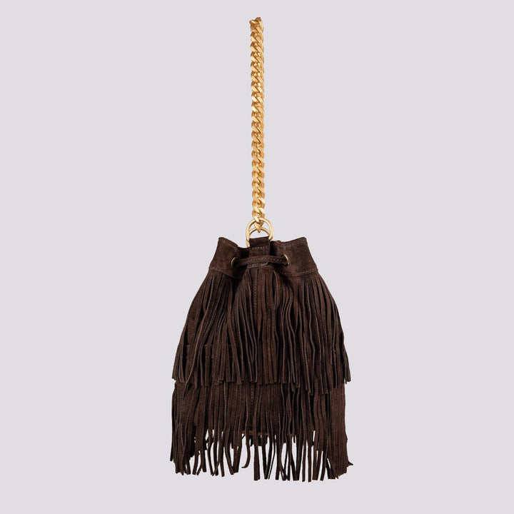 BORSA A SECCHIELLO CON FRANGE IN CAMOSCIO testa moro WILD WILD T MORO BIMOR 