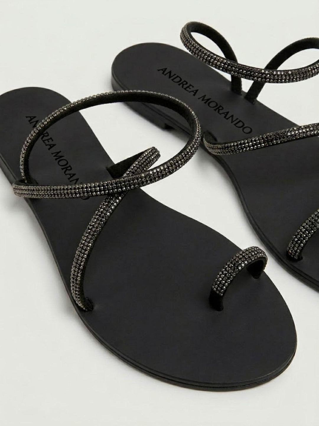 Sandalo gioiello nero con strass 63TC BLACK ANDREA MORANDO 