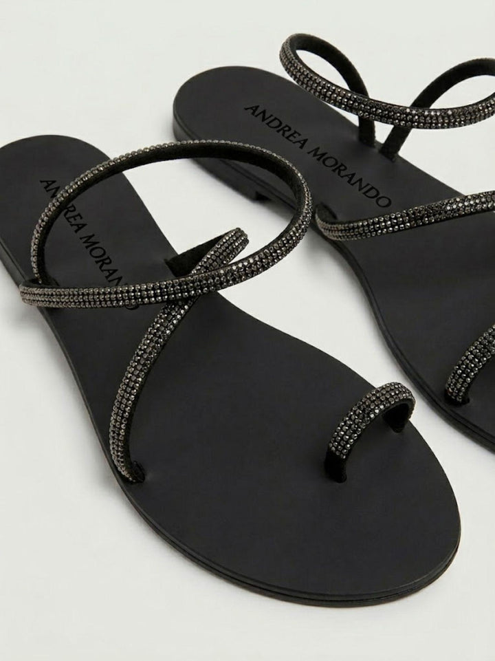 Sandalo gioiello nero con strass 63TC BLACK ANDREA MORANDO 