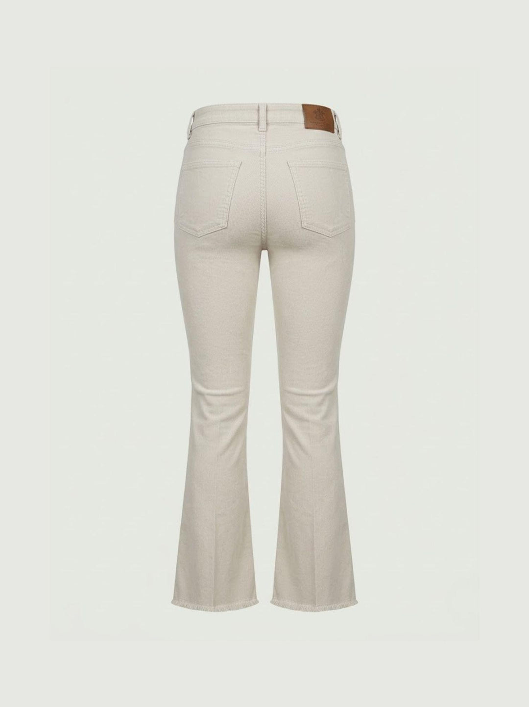 Pantalone a trombetta sfrangiato in cotone beige 80137G190 BEIGE ANDREA MORANDO 