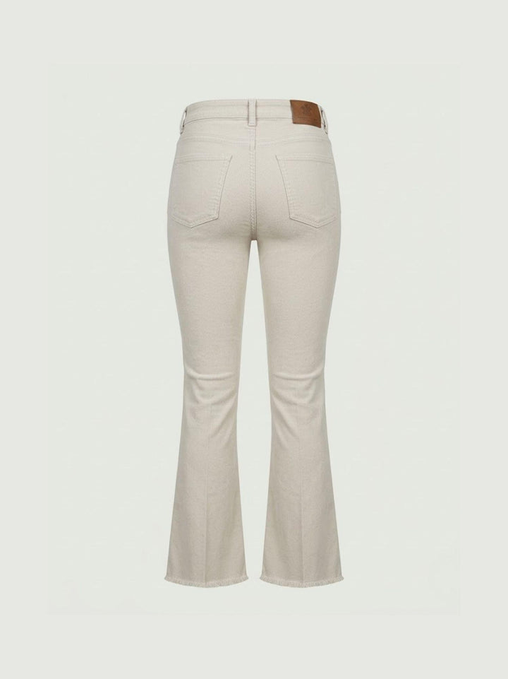 Pantalone a trombetta sfrangiato in cotone beige 80137G190 BEIGE ANDREA MORANDO 