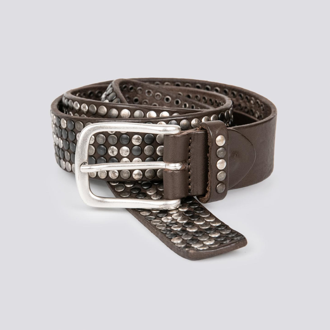 Cintura in pelle marrone con borchie 42UN012.049 904 UNIFORM 