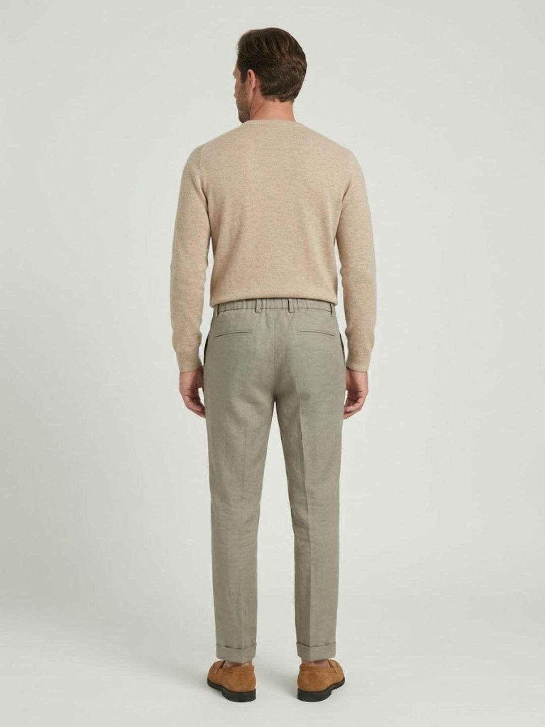 Pantalone in liocell con coulisse tortora Y0007M 2018 ANDREA MORANDO 