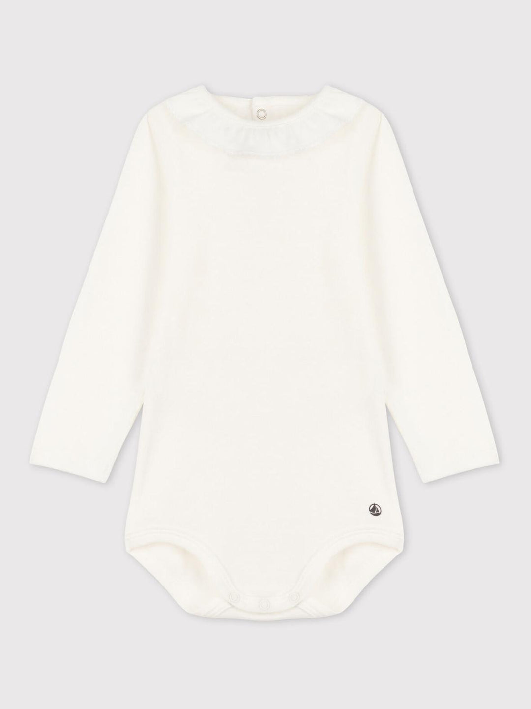 BODY IN COTONE BIANCO A MANICA LUNGA BEBÈ CON COLLETTO A05Q1 01 PETIT BATEAU 