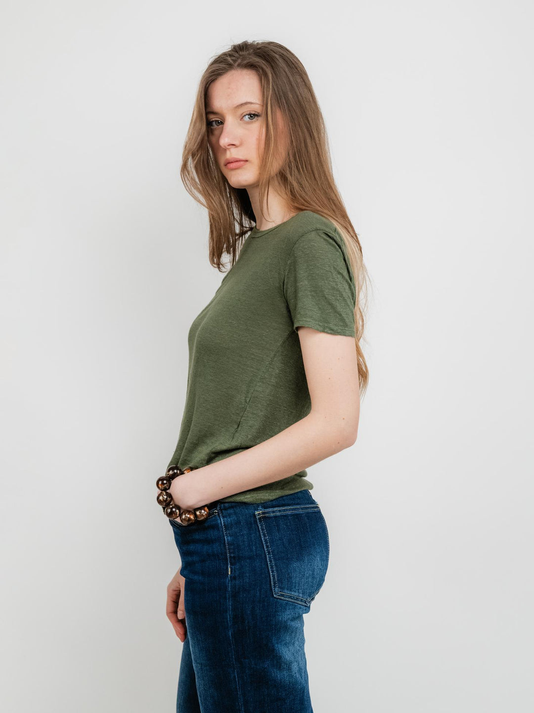 T-SHIRT VERDE MILITARE IN LINO 2944 MILITARE ANDREA MORANDO 