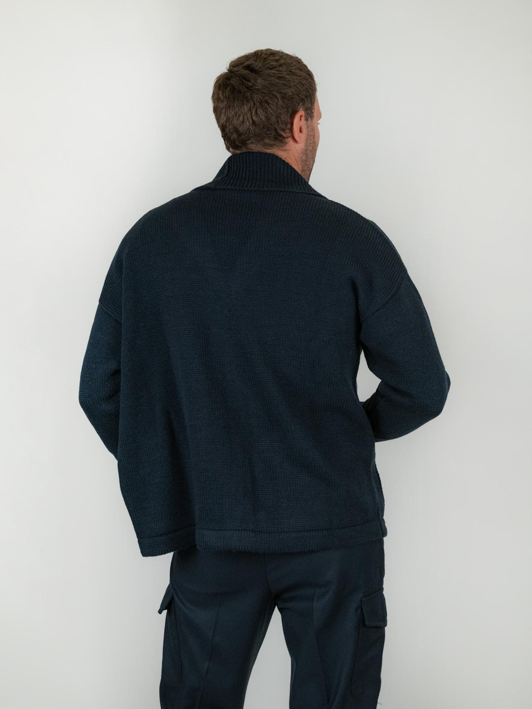 CARDIGAN MISTO LANA BLU F2W4M051M 174 ANDREA MORANDO 