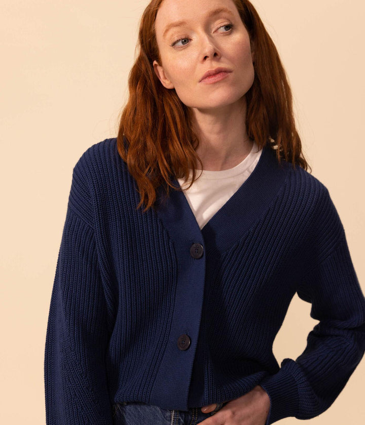 CARDIGAN A COSTA INGLESE IN COTONE DONNA A08A0 02 PETIT BATEAU 
