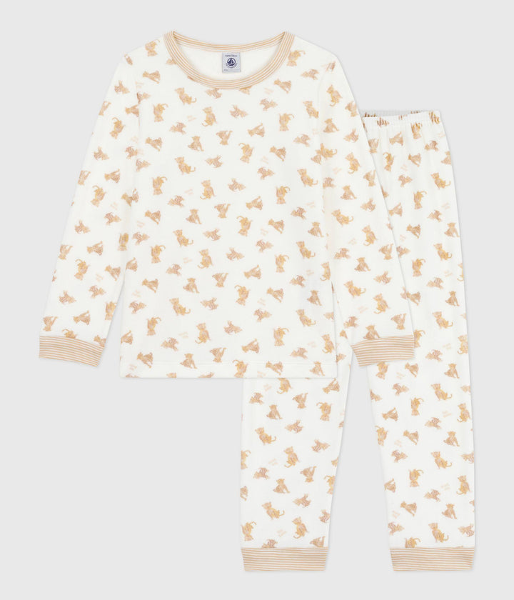 Pigiama in ciniglia con leopardi stampati bambino A0EAG 01 PETIT BATEAU 