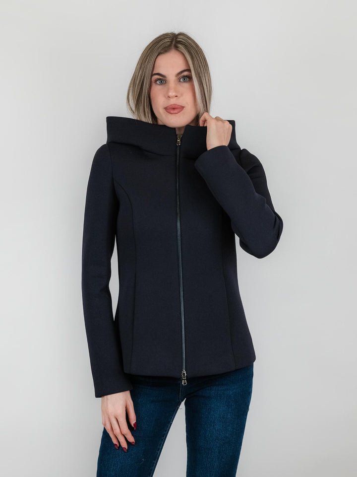 CAPPOTTINO TECNICO CORTO BLU CON CAPPUCCIO 97801LO BLU ANDREA MORANDO 