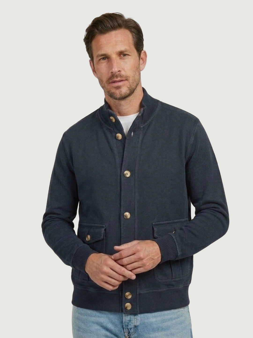 Giacca in maglia di cotone blu 5574426 220 ANDREA MORANDO 