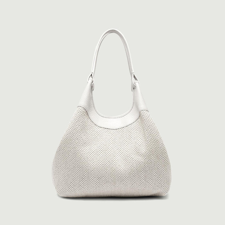 Borsa a spalla Dua in pelle e tessuto bianca BS 10370/24PE CST-PL 211 GIANNI CHIARINI 