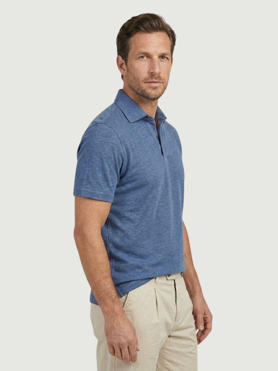 Polo in jersey lino cotone bluette BU26S08POJERSEYLINCOT 205 ANDREA MORANDO 