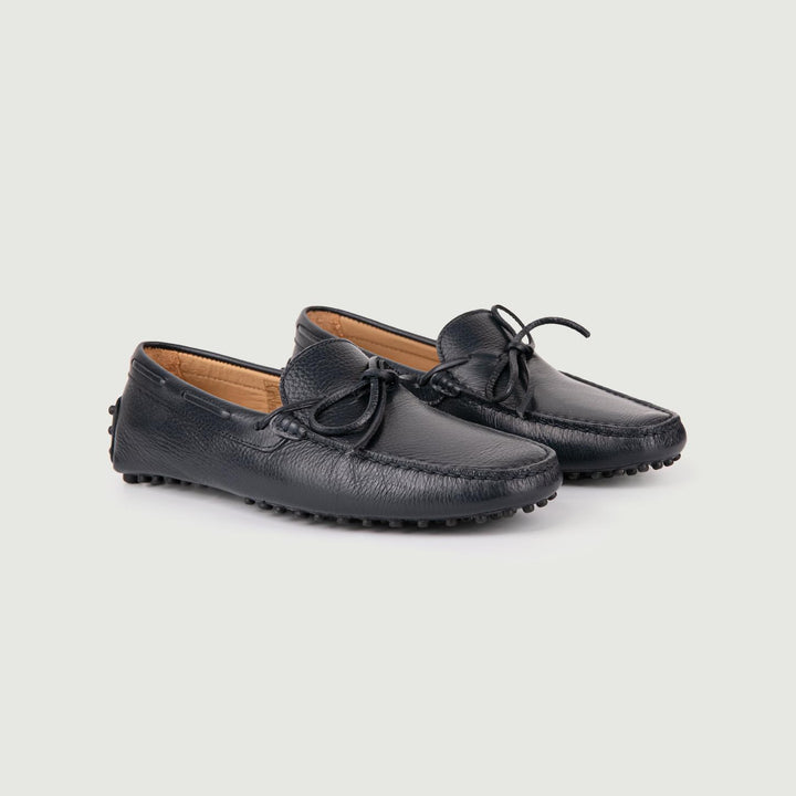 MOCASSINO CON GOMMINI IN PELLE NAVY