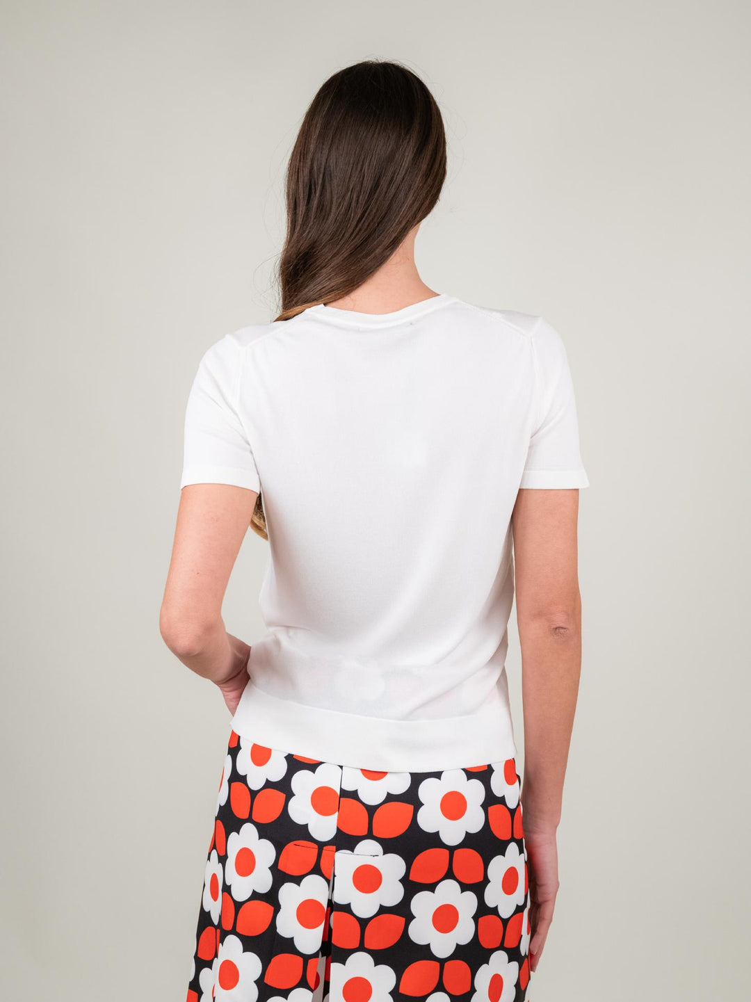 T-SHIRT A MANICA CORTA IN MAGLIA BIANCA 2666 BIANCO ANDREA MORANDO 