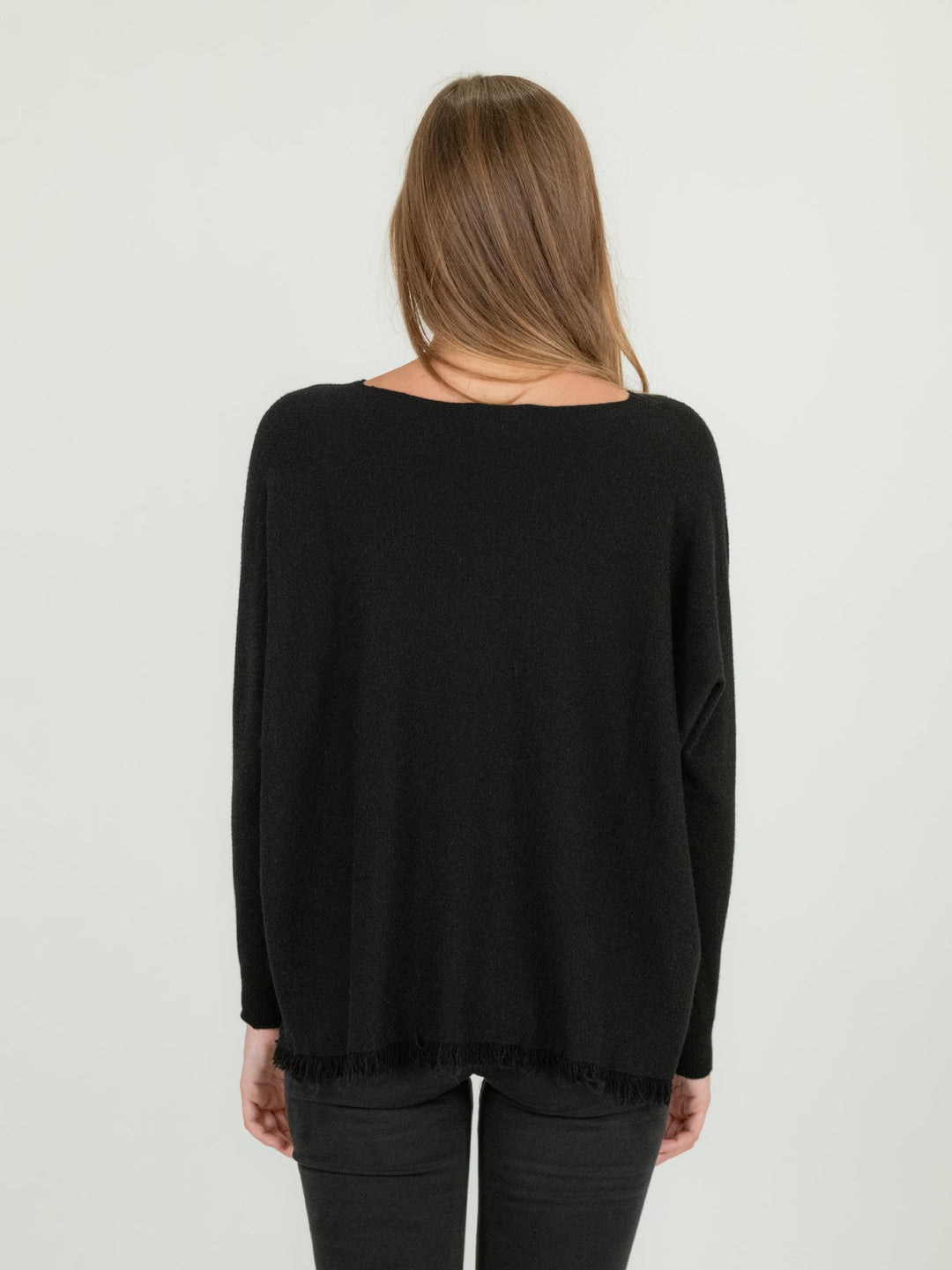MAGLIA CON FRANGE NERA 0520/24 0010 BIMOR 