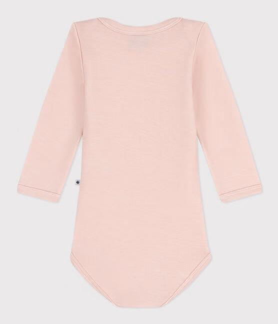 Body rosa maniche lunghe in lana e cotone A0BFG 04 PETIT BATEAU 
