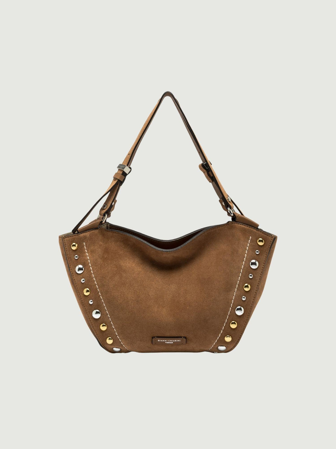Borsa Bloom in camoscio caramel con borchie BS 12376 CMBRC 1478 GIANNI CHIARINI 
