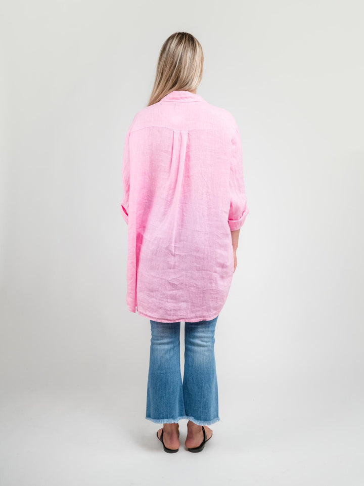 CAMICIA LUNGA IN LINO ROSA 4466 ROSA ANDREA MORANDO 