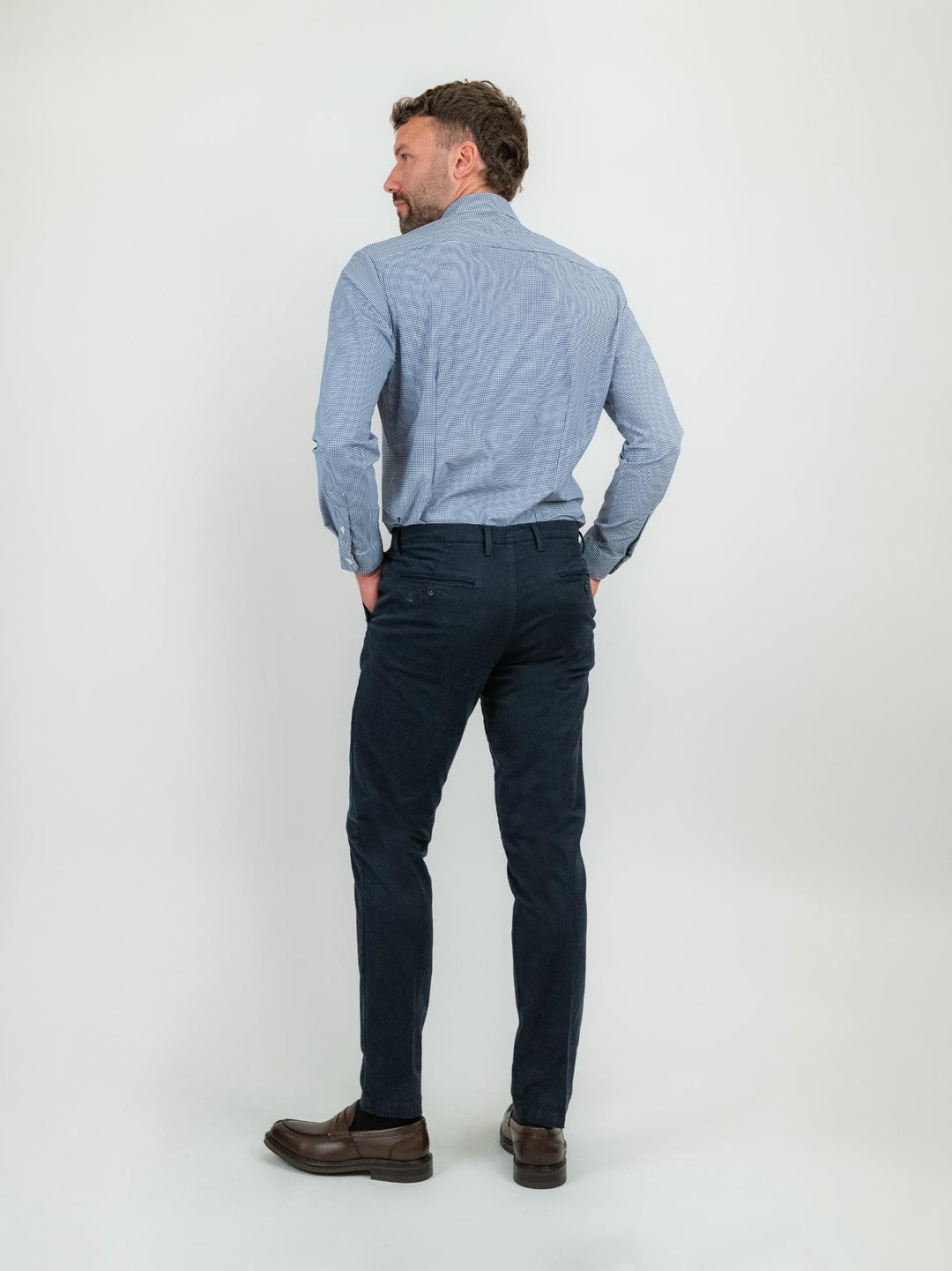 PANTALONE 4 TASCHE IN COTONE BLU P-KAPS-S224812 00111 ANDREA MORANDO 