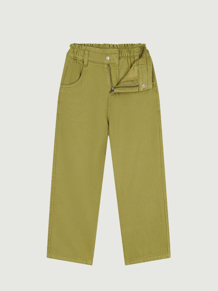 Pantaloni palazzo in cotone verdi A0F03 01 PETIT BATEAU 