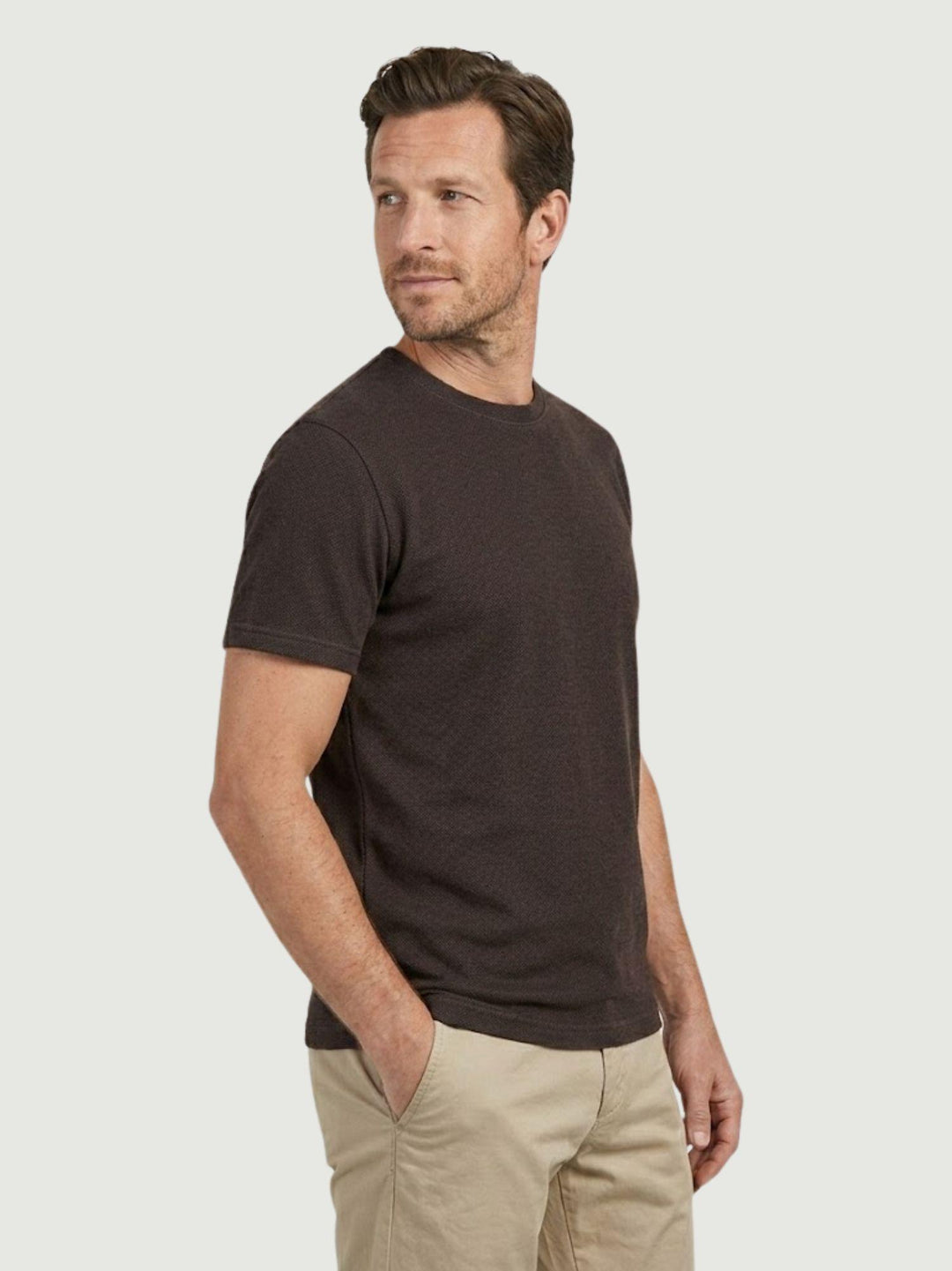 T-shirt piquet in cotone moka 5800426 673 ANDREA MORANDO 