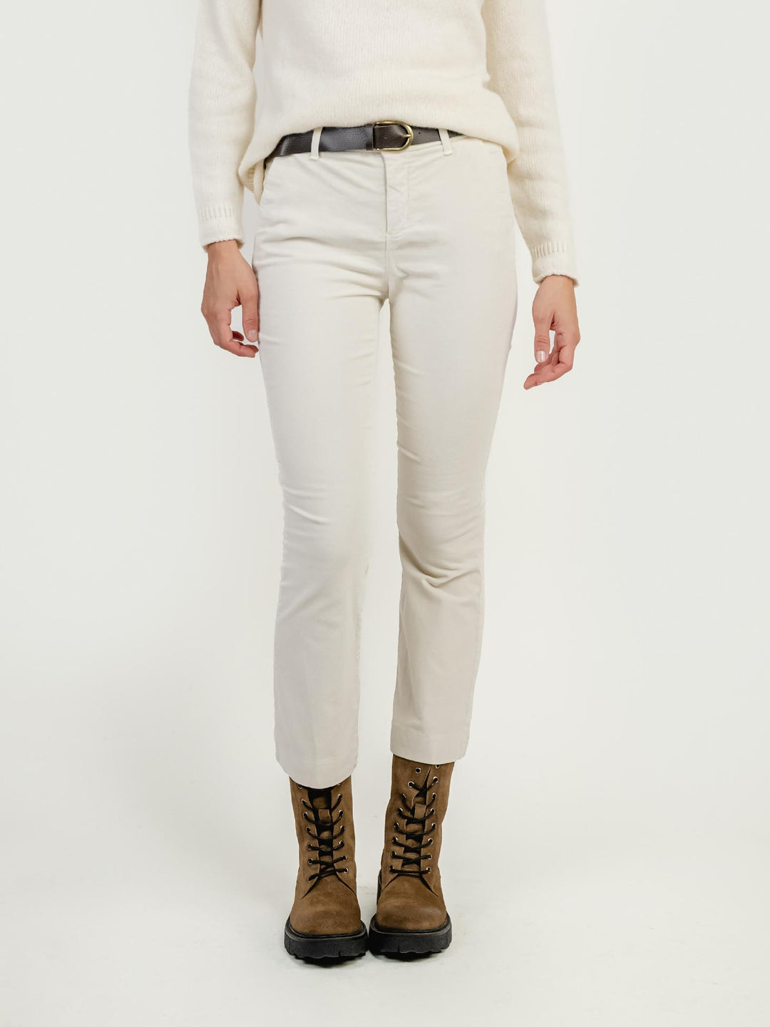 PANTALONE A TROMBETTA PANNA IN VELLUTO 824W21 BURRO ANDREA MORANDO 