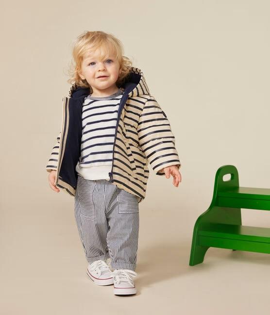 Piumino a righe biano e blu in pu A0B42 01 PETIT BATEAU 
