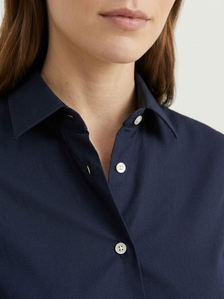 Camicia con bottoni madreperla in cotone navy RUBINO BLU ANDREA MORANDO 